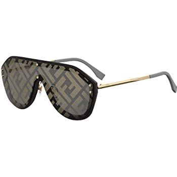 Fendi Men FF M0039/G/S 2M2 7Y Black Gold Plastic Shield 